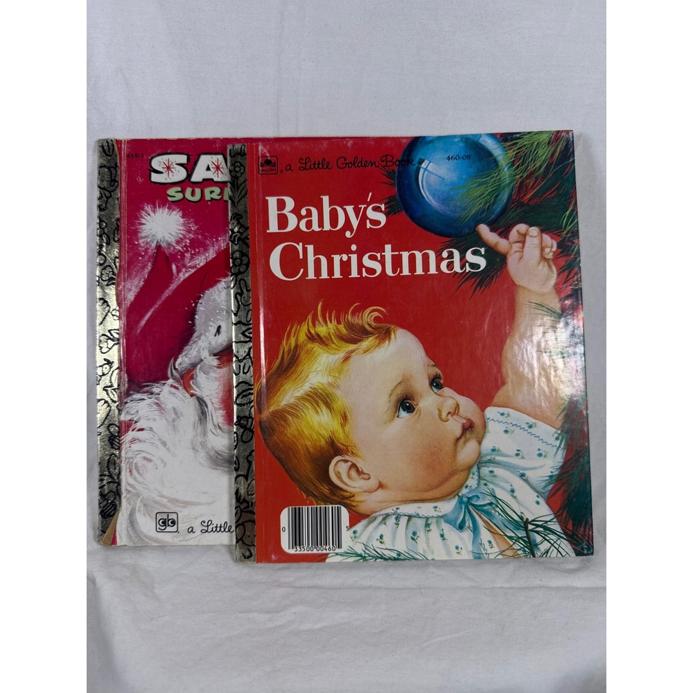 Vintage Little Golden Books Christmas Set Baby's Christmas Santa's Surprise Book